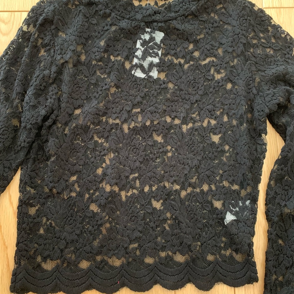 Black lace sheer top